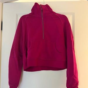 NWT SOLD OUT lululemon scuba funnel neck half zip in ripened raspberry